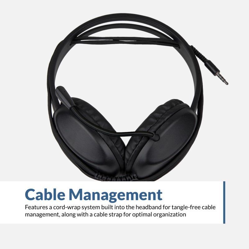 Cyber Acoustics سماعة رأس ستيريو للكمبيوتر من سايبر أكوستيكس (AC-4000)، اتصال 3.5 مم، ميكروفون لإلغاء الضوضاء للكمبيوتر، ماك والأجهزة اللوحية، مثالية للفصول الدراسية أو المنزل - Image 5